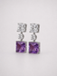 Square Natural Amethyst Tiered S925 Sterling Silver Drop Earrings