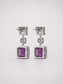 Square Natural Amethyst Tiered S925 Sterling Silver Drop Earrings