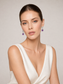 Square Natural Amethyst Tiered S925 Sterling Silver Drop Earrings