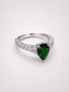 Pear‑Shape Diopside S925 Sterling Silver Pave Halo Ring