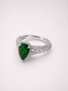 Pear‑Shape Diopside S925 Sterling Silver Pave Halo Ring