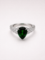 Pear‑Shape Diopside S925 Sterling Silver Pave Halo Ring